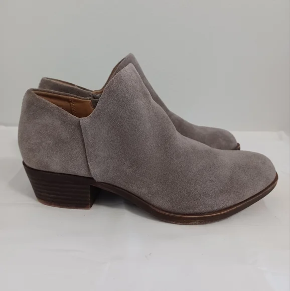LUCKY BRAND suede ankle boots boots zip-up gray size 7m-(37.1/2) soft leather - Picture 2 of 11